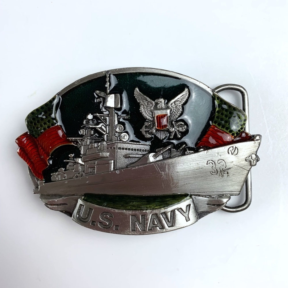 US NAVY belt buckle, vintage, Bergamot Brass Works